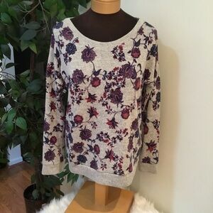 Hippie Rose Woman’s Large long sleeve lightweight floral sweatshirt mult…